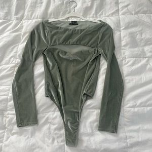 sage green urban outfitters thing cutout bodysuit